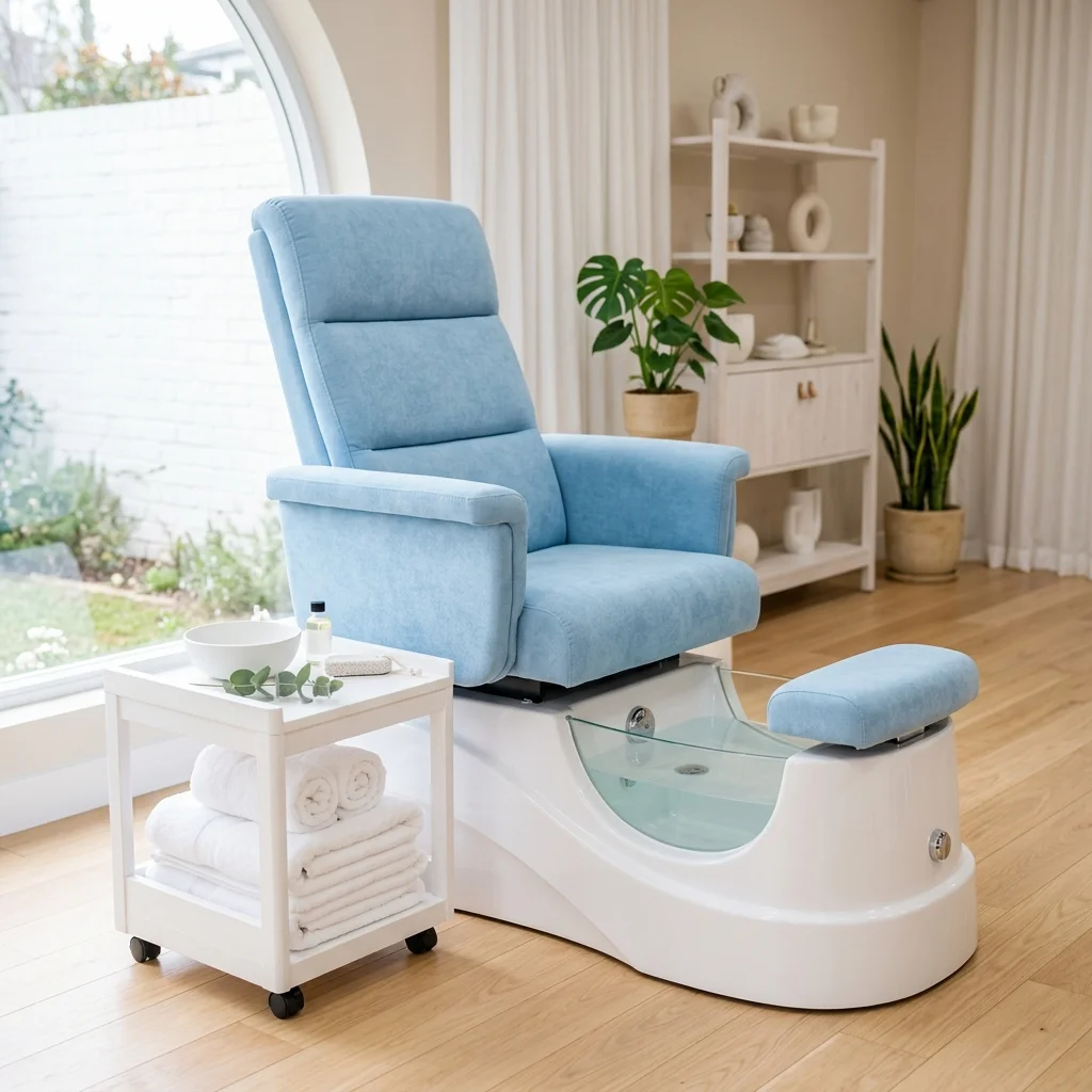 Ghế làm móng chân êm ái cạnh cửa sổ