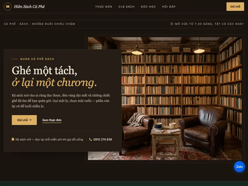 Ảnh chụp mẫu Cà phê Sách