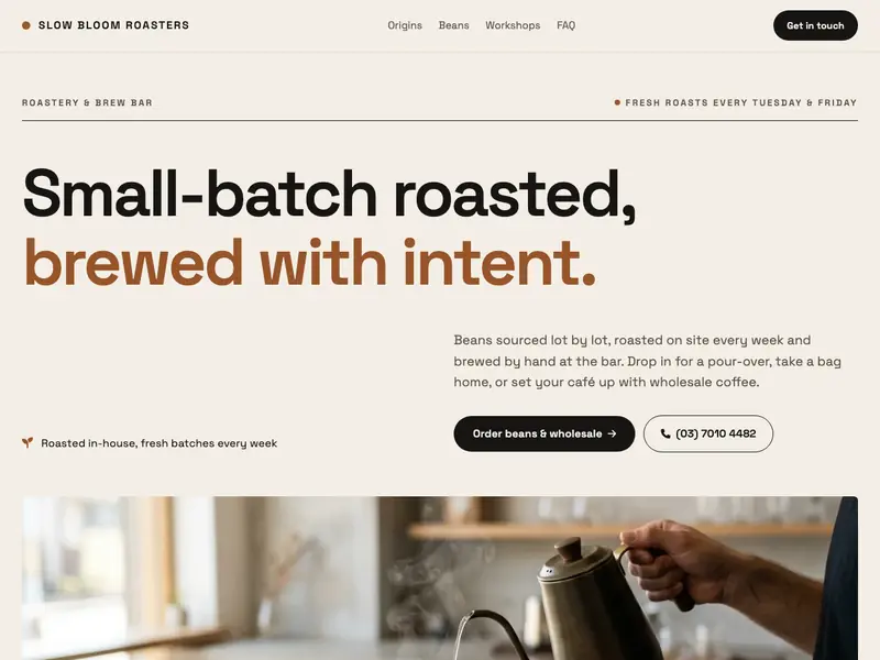 Screenshot of the Third Wave Roasters template