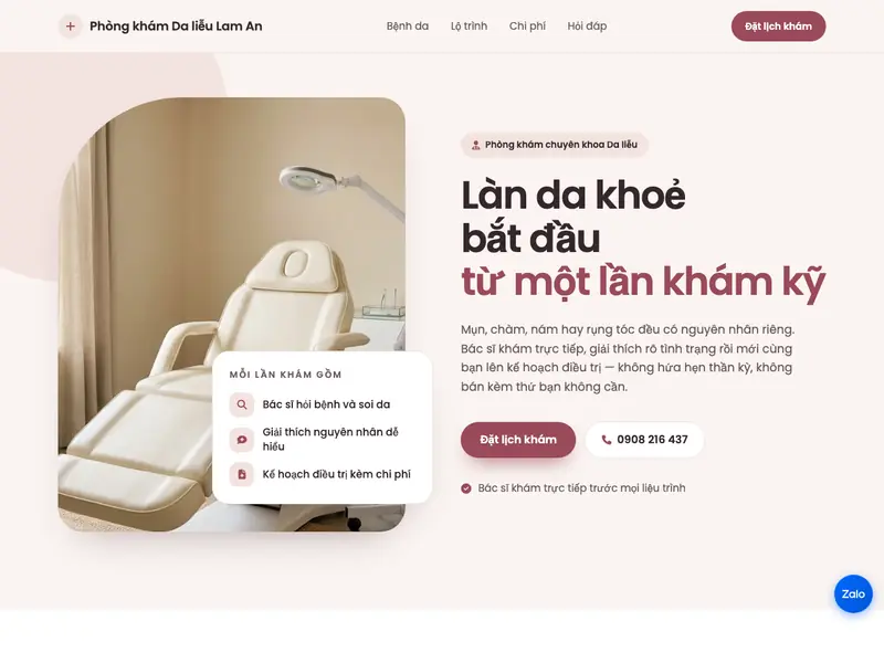 Ảnh chụp mẫu Phòng khám Da liễu