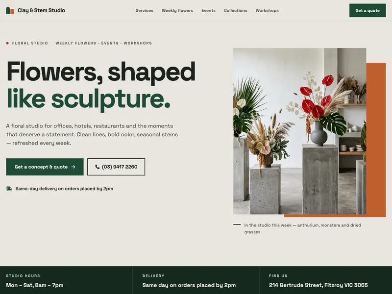 Screenshot of the Stem & Co. template