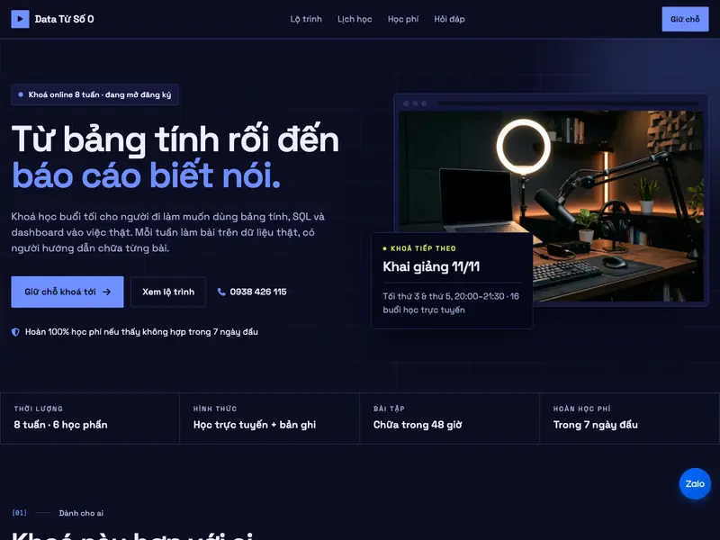 Ảnh chụp mẫu Khoá học Online