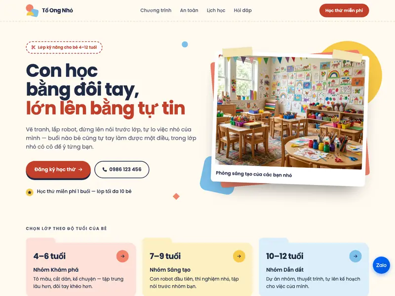Ảnh chụp mẫu Trung tâm Kỹ năng Thiếu nhi