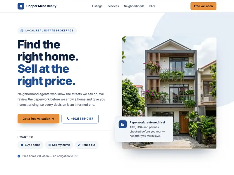 Screenshot of the Harborline Realty template