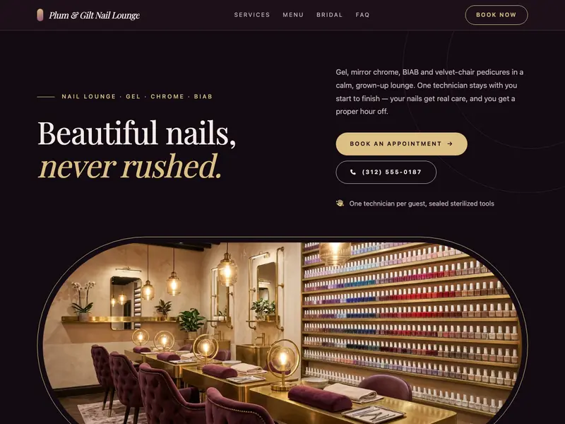 Screenshot of the Luxe Nail Lounge template
