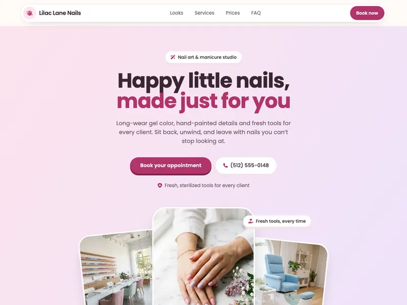 Screenshot of the Pastel Nails template