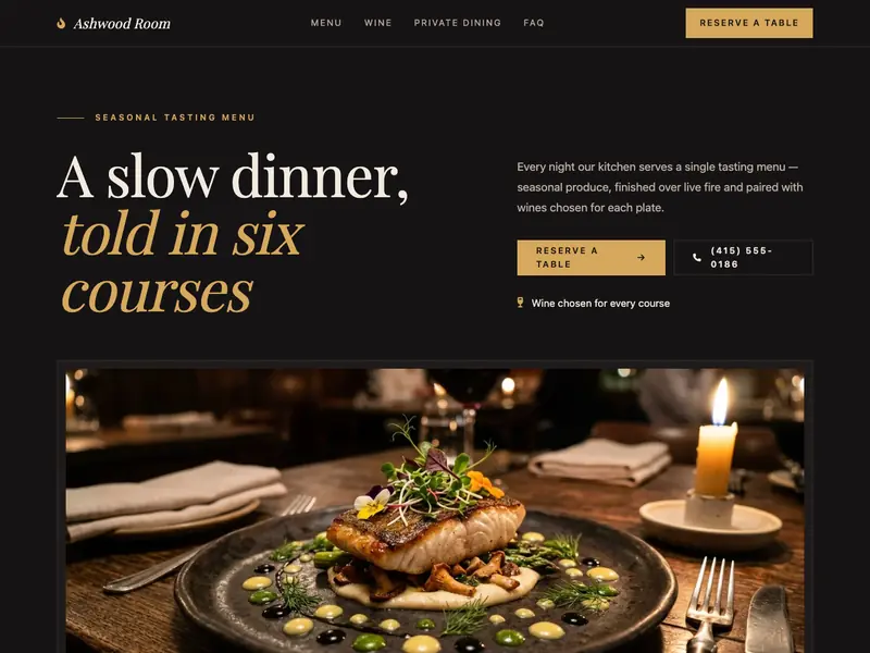 Screenshot of the Ember & Thyme template