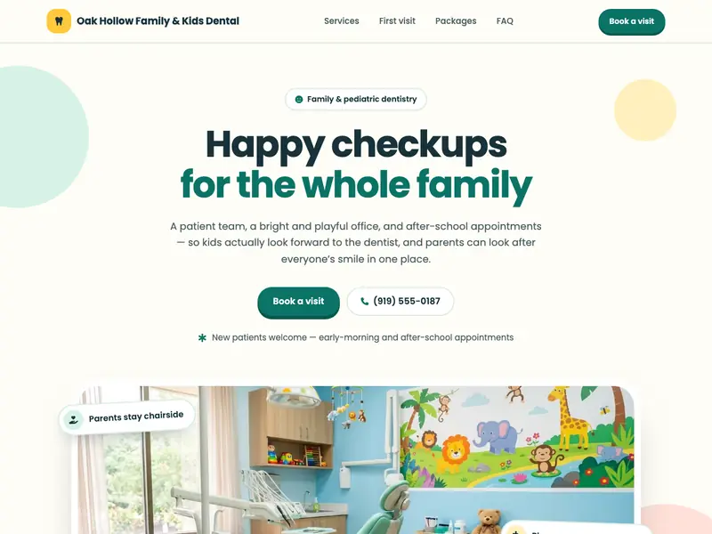 Screenshot of the Little Smiles Family Dental template