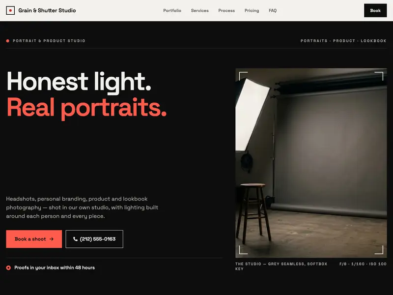 Screenshot of the Frame & Light template