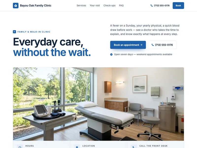 Screenshot of the Everyday Care Clinic template