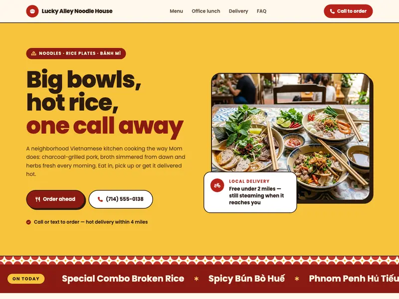 Screenshot of the Corner Noodle House template