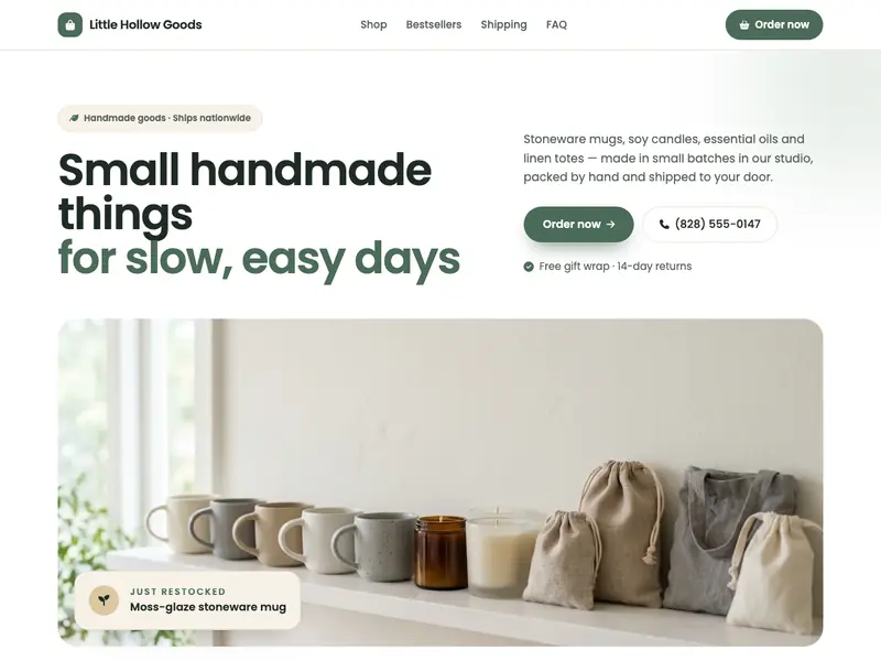Screenshot of the Daily Goods Shop template