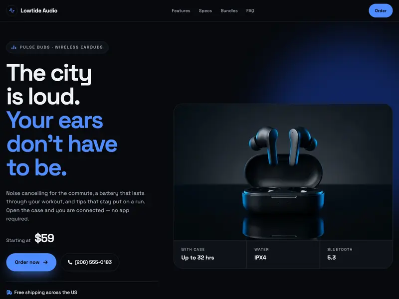 Screenshot of the Pulse Buds Launch template