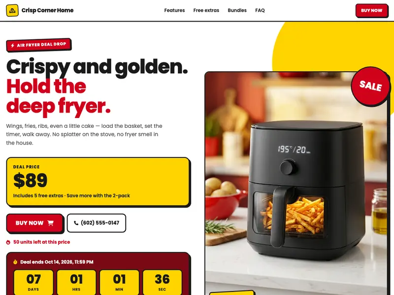 Screenshot of the Kitchen Deal Drop template
