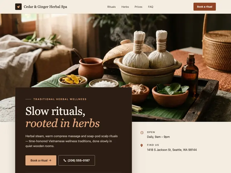 Screenshot of the Herbal Retreat template