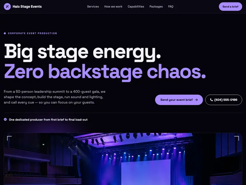 Screenshot of the Gather Events template