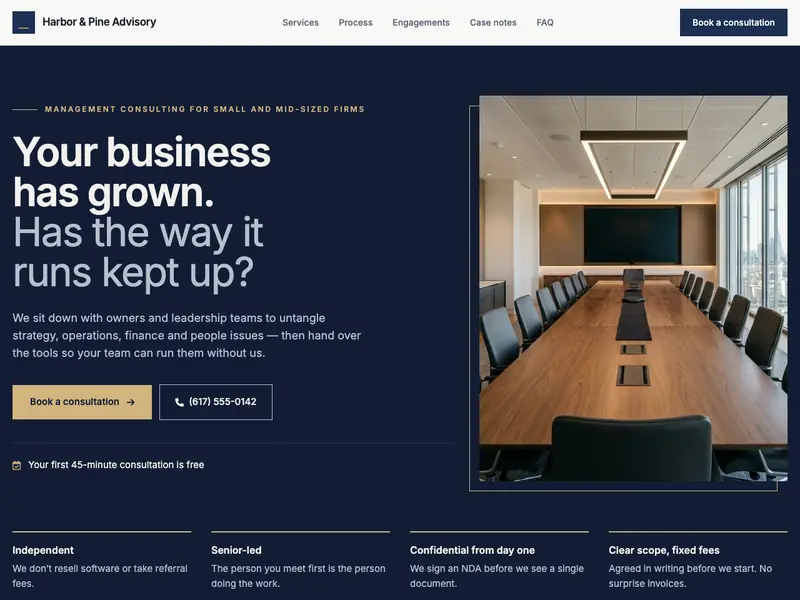 Screenshot of the Northbridge Advisory template