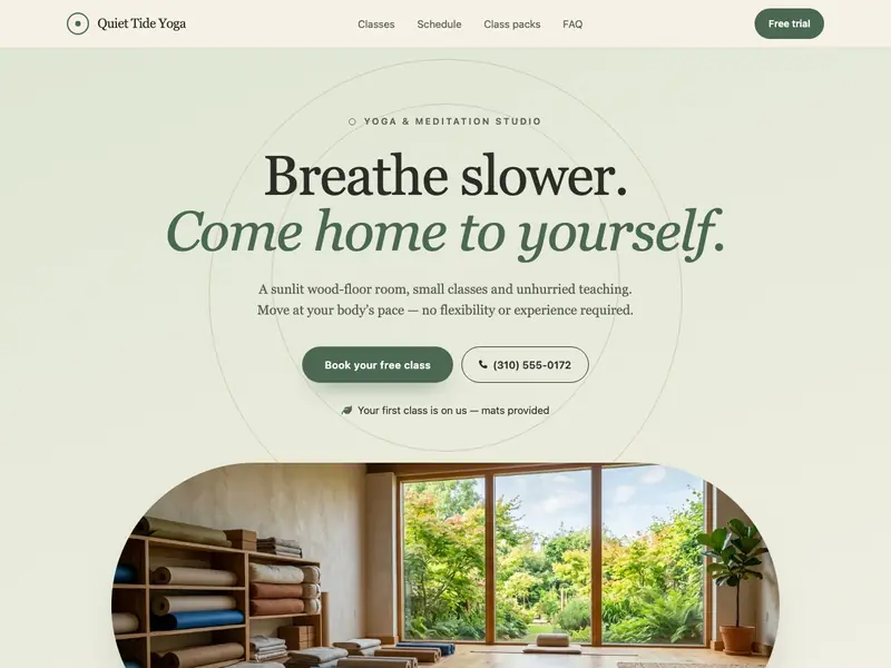 Screenshot of the Stillpoint Yoga template
